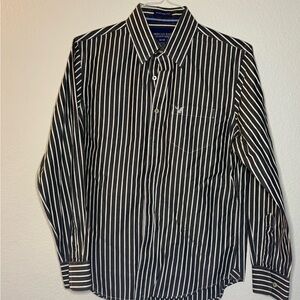 American Eagle Outfitters Black and White Striped Casual Shirt